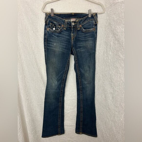 True Religion Flares Low Rise Size 26 Y2K Denim Jeans - Picture 2 of 11